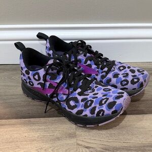 Brooks Purple and Black Leopard Print Women's Sneakers